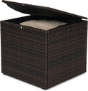 Wicker Patio Storage End Table, 80 Gallons PE Rattan Side Table, Extra Large Storage Space, Square Resin Coffee Table for Porch, Poolside, Garden,Backyard Dark Brown