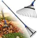 Rake for Leaves: Adjustable Metal Leaf Rake for Lawn, 8-17" Expandable Head, 45” Long Handle,Collapsible Heavy Duty Women Kids Garden Rakes for Yard Pine Needles Mulch Grass Debris Gardening Camping