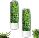 Herb Saver for Refrigerator, Herb Storage Container Cilantro Container for Fridge, Fresh Herb Keeper for Cilantro, Basil, Asparagus, Parsley, Keeps Greens Vegetables for 2-3 Weeks (2PCS)