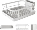 Dish Rack with Drain,Kitchen Counter Dish Drying Rack | Compact Utensil Organizer Basket Shelf for Sink Countertop Indoor Home RV Family