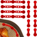 Air Fryer Magnet Silicone Buckle, Universal Air Fryer Magnets for Securing Parchment Paper Liners Prevents Paper Burning Heat-Resistant Reusable (Red)