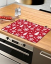 Snowflowers Countertop Burners Protection Mats for Kitchen, Christmas Tree Decoration Winter Stars Rubber Stove Top Cover Mat, Heat Proof Mats Cooktop Cover for Counter Dish Drying Mat, 31"x24"