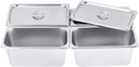 Commercial 6" Deep Steam Table Pan 1/3 Size Steam Table Pans with Lid 4 Packs Stainless Steel Pan Restaurant Hotel Pan Food Warming Pans Catering Buffet Pan with Lid, 0.35cm Thick,12.8*6.9*6Inch (6" Deep 1/3 Size)