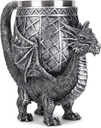 Cottage Garden Dragon Antique Silver 14 ounce Stainless Steel Insert Goblet Chalice Mug