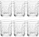 Bekith 6 Pack Drinking Glasses, 9.5 oz Romantic Water Glasses Tumblers, Heavy Duty Vintage Glassware Set for Whisky, Juice, Beverages, Beer, Cocktail