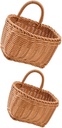 Ciieeo 2Pcs Woven Hanging Basket Multi-functional Wall Storage Baskets for Kitchen Garden and Home PP Rattan Material Large Small for Vegetables Ginger Garlic and More