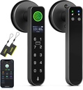 Anweller H1 Fingerprint Door Handle Lock, Smart Keyless Entry Door Knob Lock, Door Lever Locks for Bedroom, Bluetooth App Control Doorknob, Display Screen, RFID Card, Code Keypad - Black