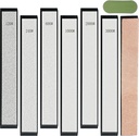 CWOVRS Diamond Sharpening Stones Kit, 6 PCS Diamond Whetstones with ABS Base- 120#, 240#, 600#, 1000#, 2000#, 3000#, 1 Leather Strop, 1 Polishing Paste for Fix-Angled Knife Sharpeners
