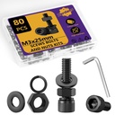 80PCS M3 Metric Screws Bolts and Nuts Assortment Kit, M3x25mm Metric Kits, 12.9 Grade Carbon Steel Hex Socket Head Cap Screws with Lock & Flat Washers Kit with 1 Allen Wrench for 3D Printing Projects