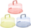 PRETYZOOM 3pcs Portable Cake Containers with Handles Food-grade Round Cake Boxes for and Storage of Desserts and Treats