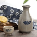 Sake Set Tea Pots, Japanese Sake Set, 5 Piece Sake Cup Set, Traditional Hand Painted Quaint Fish Pattern Design, for Cold/Warm/Shochu/Tea BES