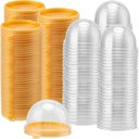 200 Pack Plastic Mini Cake Box, Clear Cupcake Box with Dome Lids, Round Cupcake Boxes Plastic Cupcake Holders for Mooncakes, Cookies, Desserts, Gold Base
