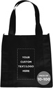 DISCOUNT PROMOS Custom Small Non-Woven Grocery Tote Bags Set of 10/50/100, Personalized Bulk Pack - Reusable Grocery Tote Bag for Shopping - Black - 12.625"X13"X8.75"
