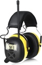 BJKing AM/FM Radio Headphones with Digital Display, 30dB AM FM Hearing Protection Safety Ear Muff, Ear Protection Headphone for Mowing, Landscaping, Shooting and Construction Black-Yellow