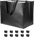 Large Reusable Grocery Bags Black 10 Pack Heavy Duty