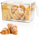 QPEY Bread Box for Kitchen Countertop, Large Bread Storage Container, Time Recording Bread Keeper with Lid, Bread Holder Bin for Homemade Bread, Toast, Donut, Cookies and Bakery Loaf