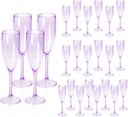 XUWAIDSGN 24 Pcs Champagne Flutes Plastic Wine Glasses Bulk Vintage Champagne Flutes Mimosa Bar Glasses Stemmed Drinking Cups 5.4OZ for Christmas Birthday Wedding Bride (24, Clear purple)
