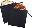 Moyad Reusable Sandwich Bags Set of 2, BPA Free Insulated Lunch Bag for Men Women, Compact Snacks Pouches for Picnic, Travel, Office (Black)