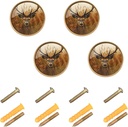 4 Pack Antler Deer Cabinet Knobs Round 1-1/4 Inch (32 mm) Dresser Drawer Pulls Kitchen Cabinet Hardware Handles Knobs for Dresser Kitchen Drawer