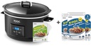 [Bundle Group] KOOC Programmable Slow Cooker 8.5-Quart (with 5 Bonus Free Liners) + Additional 3 Pack of 30 Liners for Easy Clean-up, Upgraded Pot, Adjustable Temp, Nutrient Loss Reduction