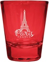 R and R Imports Paris France Engraved Souvenir Engraved Full Color 2oz Shot Glass Red 2-Pack