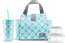 Fit & Fresh Lunch Bag For Women, Insulated Womens Lunch Bag For Work, Leakproof & Stain-Resistant Large Lunch Box For Women With Containers and Matching Tumbler, Snap Closure Westport Bag Aqua