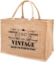 1946 1947 1948 1949 1950 1951 1952 1953 1954 1955 Burlap Jute Tote Bags for Women, 17" x 6.8" x 11.8"