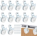 12 Pack 6 Set Sliding Closet Door Roller Kit, #1#2 Bypass Sliding Hardware, Sliding Door Rollers Replacement Adjustable Door Hooks to Allow Wardrobe Cabinet Smoothly Quietly Slide