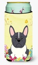 Caroline's Treasures BB6012TBC Easter Eggs French Bulldog Black White Tall Boy Hugger Can Cooler Sleeve Hugger Machine Washable Drink Sleeve Hugger Collapsible Insulator Beverage Insulated Holder