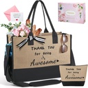 TRSODD Birthday Retirement Gifts for Women Personalized Gifts for Friend Sister Bridesmaid Teacher Jute Tote Bag and Makeup Bag