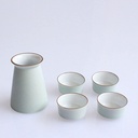 Refineness Sake Set, Ceramic and Cups,1 Sake and 4 Sake Cups Wine Set Tea Cup/B/One Size Warmer(C)