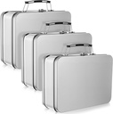 Baderke 3 Pack Metal Lunch Box Tin Lunch Box 8.1 x 5.9 x 3 Inches with Hinged Lids DIY Vintage Pale Mini Boxes for Men Women Adults Men(Silver)