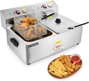 WILPREP 1600W Electric Deep Fryer, 20 lb. Commercial Deep Fryer with Dual Oil Tanks Baskets & Adjustable Temperature, Stainless Steel Electric Countertop Fryer with ETL & ETL Sanitation Certification