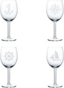 MIP Set of 4 Wine Glass Goblet Anchor Boat Compass Nautical Collection (10 oz)