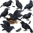 8 Packs Halloween Black Crows Feathered Crows - Realistic Looking Halloween Decorations Fake Crows for Indoor Outdoors Black Birds Raven Decor for Yard Tree Garden Patio, 4 Styles