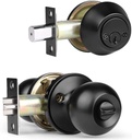 1 Pack Keyed Alike Entry Door Knob and Dingle Cylinder Deadbolt Combination Set,Black Door Lock Set for Exterior/Front Door, Security Round Style Door Knobs Deadbolt