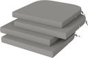Outdoor Chair Cushions Set of 4, Waterproof Outdoor Cushions for Patio Furniture with Adjustable Straps, Round Corner Patio Chair Pads for Yard Garden, 17"x16"x2", Grey