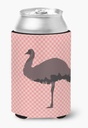 Caroline's Treasures BB7922CC Emu Pink Check Can or Bottle Hugger Cooler Washable Drink Sleeve Collapsible Beverage Insulated Holder, Can Hugger, Multicolor