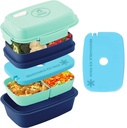 Ultimate Bento Box - Lunch Box for Kids & Adults with Removable Ice Pack - Leakproof, Multi-Compartment Food Container with Removable Containers - Microwave & Dishwasher Safe (Green, Blue, Green)