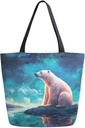 ALAZA Polar Bear (5) Canvas Tote Bag for Women Travel Work Shopping Grocery Top Handle Purses Large Totes Reusable Handbags Cotton Shoulder Bags