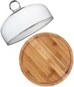 KICHOUSE 1set Glass Cake Dome Wooden Tray Elegant Food Cover for Desserts Pastries and Snacks for Weddings Parties and Buffets Small Diameter Design Fine Craftsmanship