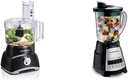 Hamilton Beach Food Processor & Vegetable Chopper, 8 Cup, Black & 58148A Blender to Puree - Crush Ice - and Make Shakes and Smoothies - 40 Oz Glass Jar - 12 Functions - Black and Stainless