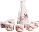ZEALMAX Set of 7 Japanese Cute Sake Cup and Sake Jug Set, Wine and Tea Art Enjoying, C