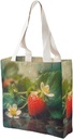 Canvas Tote Bag for Women Reusable Grocery Bag Strawberry Leaf Flower Shopping Bags Casual Shoulder Bag Handbag