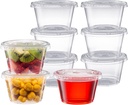 Pantry Value [4 oz. - 200 Count Clear Disposable Plastic Portion Cups with Lids - Small Plastic Condiment Containers for Sauce, Salad Dressings & Portion Control