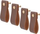 jojofuny 4Pcs Premium Leather Cabinet Door Knobs Modern Wardrobe Handles for Furniture Drawer Pulls for Cabinets Stylish Home Decor Accessory Dark Brown