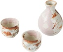 Exquisite Design Sake Set Japanese 3 Piece Sake Cup Set Traditional Porcelain Pottery Ceramic 1 Sake Pot, 2 Sake Cup,Tableware