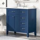 Harper & Bright Designs 36" Bathroom Vanity with Sink, Modern Blue Bathroom Vanity with 3 Drawers & Cabinet, Solid Wood Bathroom Cabinet with Undermount Basin