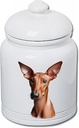Best of Breed Pharoah Hound Dog and Cat Ceramic Treat Jar 9" Tall Air Tight Seal All White