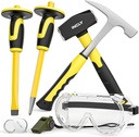 INCLY 7 Pcs Geology Rock Pick Equipment Kit, 3lb Sledge &32 oz Rock Hammer with 2PCS 12" Mason Concrete Chisel.Safety Glasses, Jewelers loupe, Tool Set for Hounding, GoldMining, Stone Breaking